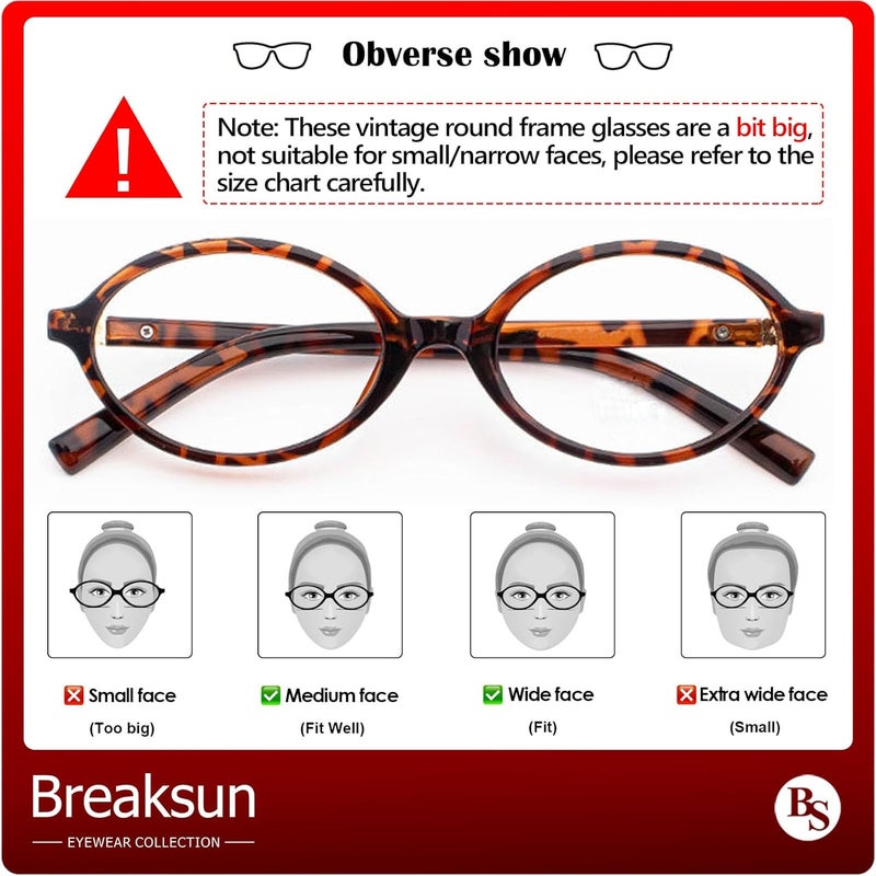 Breaksun Fashion Oval Glasses for Women Men Retro Round Tortoise Frame Blue Light Glasses Nerd Eyeglasses - Image 5